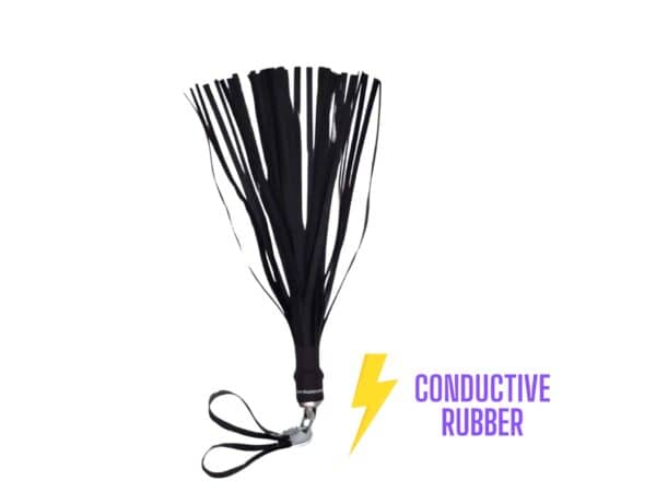 Conductive rubber flogger with fingerloops for use with Violet Wand
